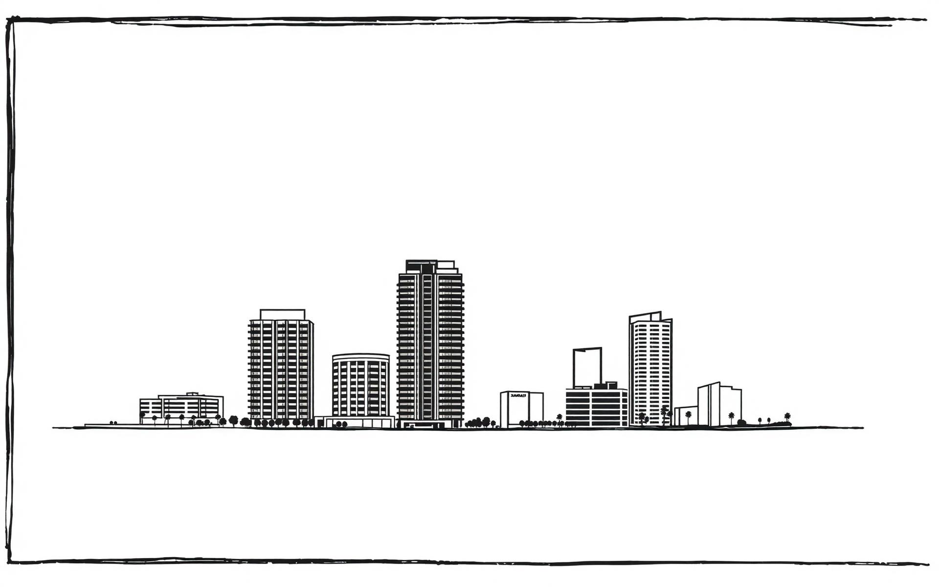 Architectural line art of Tampa Bay development
